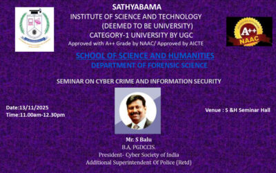 Sathyabama Institute Organized a Seminar on Cyber Crime and Information Security